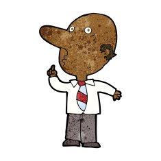 cartoon bald man asking question N7
