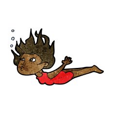 cartoon woman swimming underwater N7
