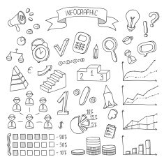 Business and finance hand drawn infographic design elements