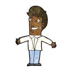 cartoon grining man with open arms N7