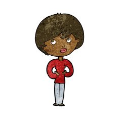 cartoon woman making Who Me? gesture N32