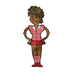 cartoon woman with hands on hips N149