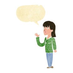 cartoon woman explaining with speech bubble N56