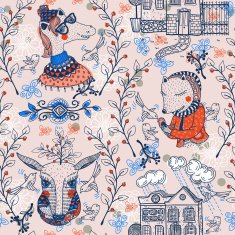 vector seamless pattern with cartoon animals