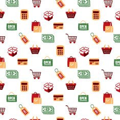 Shopping Icons Set and Signs pattern