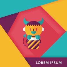 cute wizard flat icon with long shadow eps10 N13