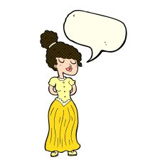 cartoon pretty victorian woman with speech bubble N11