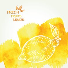 Watercolor background with lemon in vector