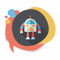 robot concept flat icon with long shadow eps10 N274