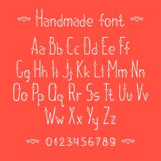 Hand drawn font abc alphabet set Letter and number
