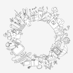 background made of toys Sketch collection N2