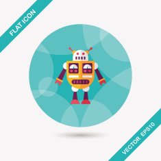 robot concept flat icon with long shadow eps10 N277