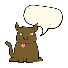 cartoon dog sticking out tongue with speech bubble N19