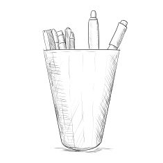 Hand drawn sketch pencil case