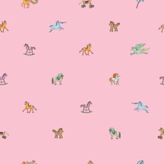 Pink sparse pattern with toy horses