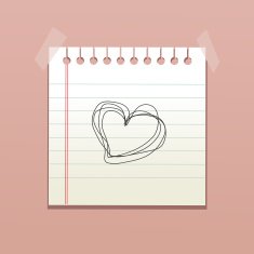 Notebook paper with love message