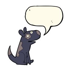cartoon happy dog with speech bubble N94
