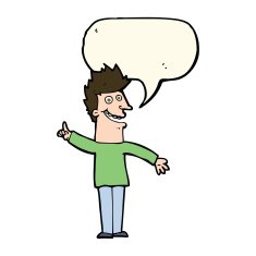 cartoon happy man with speech bubble N549
