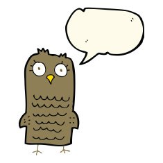 Cartoon owl with speech bubble N90