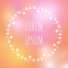 Vector hand drawn wreath on blurred background N5