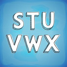 Doodle Style Vector Hand Drawn Alphabet S-X