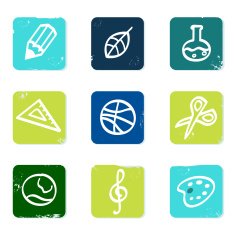 School and education icons set & elements isolated on white