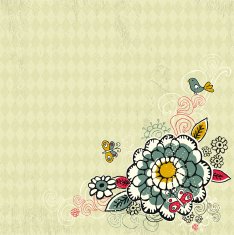 hand draw flowers on grunge background