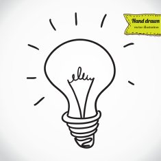 Doodle style light bulb or idea symbol sketch in vector