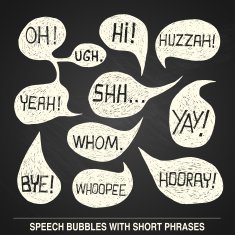 Hand drawn speech bubble set with short phrases
