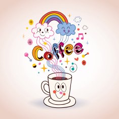 Cute cartoon coffee cup illustration N2