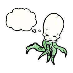 spooky tentacle skull monster cartoon N3