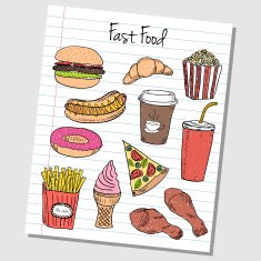 Fast food doodles - lined paper N2