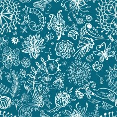 Floral seamless pattern with doodle flowers