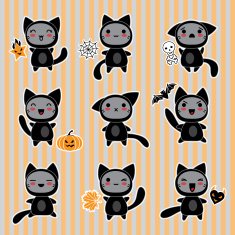 Kawaii collection of Halloween-related objects and creatures N2