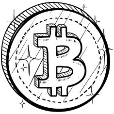 Bitcoin currency symbol coin sketch