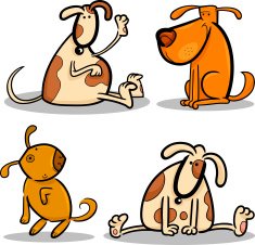 cute cartoon dogs or puppies set
