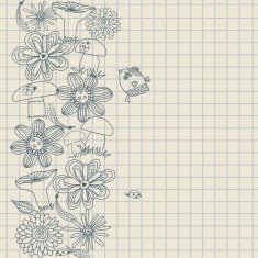 floral pattern with mushrooms