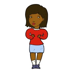 comic cartoon woman making excuses N6