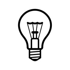 Light Bulb Icon on White Background Vector