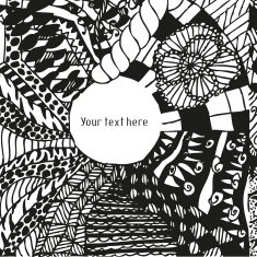 Doodling greeting card with hand drawn patterns