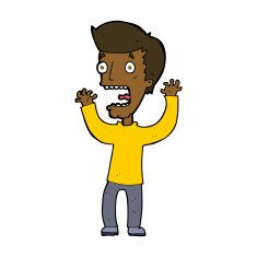 cartoon frightened man N76