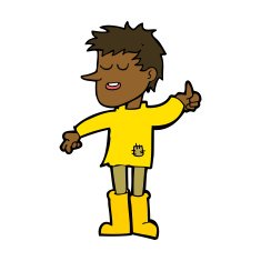 cartoon poor boy with positive attitude N7