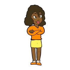 cartoon woman with crossed arms N32