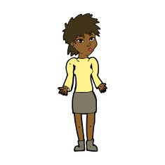 cartoon woman shrugging shoulders N329