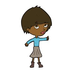 cartoon woman giving thumbs up symbol N45