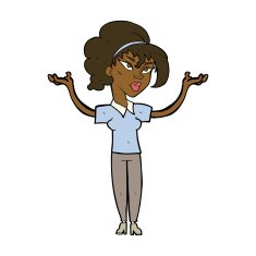 cartoon woman raising hands in air N11