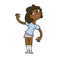 Cartoon Woman Waving N231