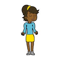 cartoon woman shrugging shoulders N331