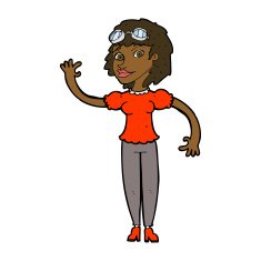 cartoon pilot woman waving N7