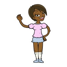 cartoon waving woman N97